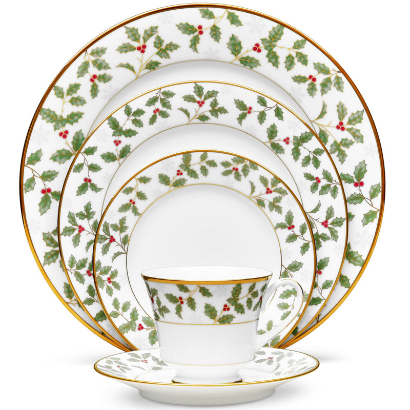 Noritake Holly and Berry Gold 5-Piece Place Setting, Service for 1