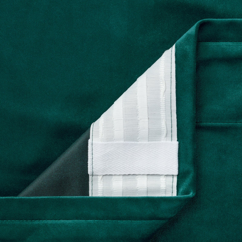 Mondragon 2-Panel Solid Classy Velvet Room Darkening Curtains - 3-In-1 Back Tab, Rod Pocket, Ring Tab, Teal, 52" W x 84" L