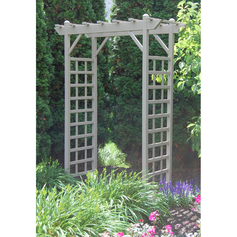 Mocha Vinyl Pergola-Style Garden Arbor with Lattice Sides