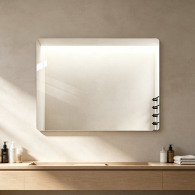 Miroir de salle de bain rectangulaire sans cadre de 81 x 61 cm (32 x 24 pouces), fixé au mur, avec verre argenté sans cuivre de 5 mm, dos de sécurité incassable, installation verticale ou horizontale.