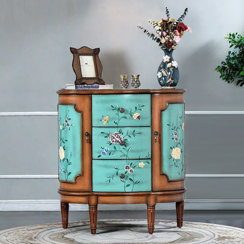 Buffet décoratif rétro en bois peint à la main