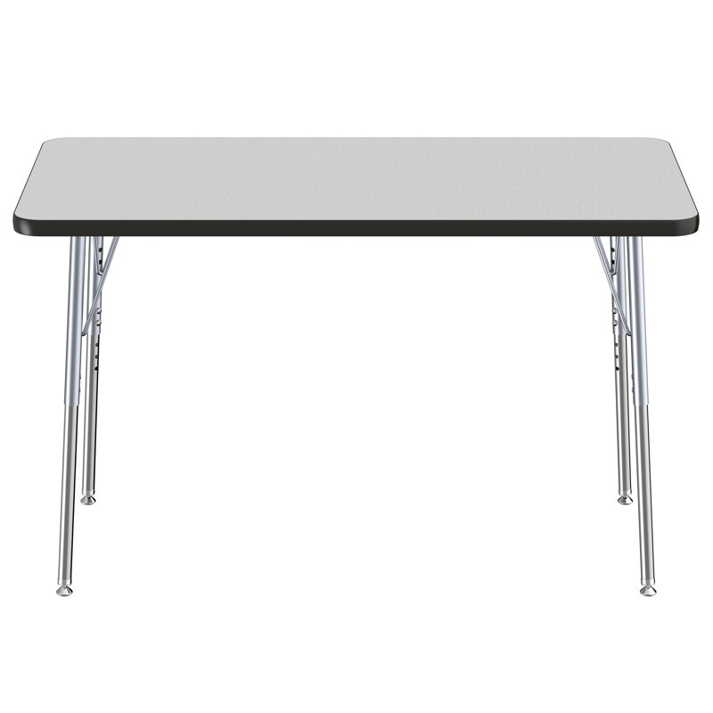 Table rectangulaire d'activité rectangulaire avec pieds réglables, Gris/noir, Roulement pivotant standard, 24" x 60"