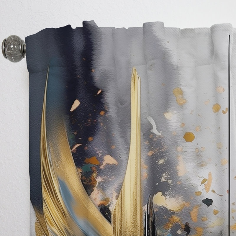 Shapes And Lines Abstract Marble III - Modern Curtain - Velvet Room Darkening - 1 panel, 52" W x 108" L