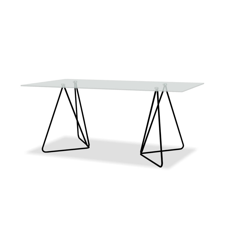 Stone Top Metal Base Dining Table, Black, Black
