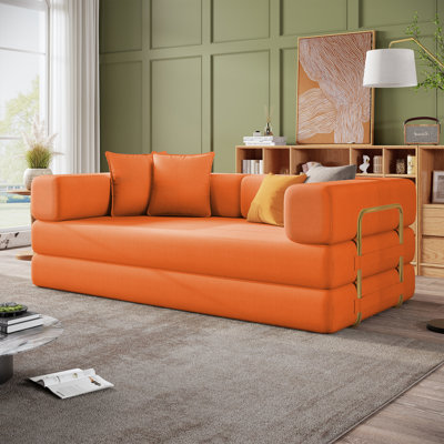 Lozena 78-Inch King-Size Convertible Sleeper Sofa Bed with No Assembly, Boneless Hybrid Mattress Couch Compression Sofa In a Box