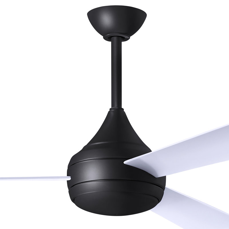 Donaire LED Outdoor Downrod Ceiling Fan, Matte Black, Gloss White