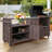 Large 80.5''W Rolling Outdoor Kitchen Island With Wheels And Stainless Steel Top, Wood Grill Cart For Big Green Egg& Blackstone Griddle-1720195238