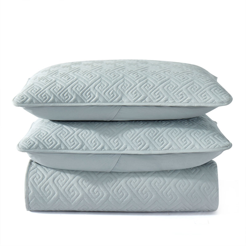 Ensemble de couvre-lit réversible en microfibre, Courtepointe très grand + 2 taies d'oreiller stan, Gris clair
