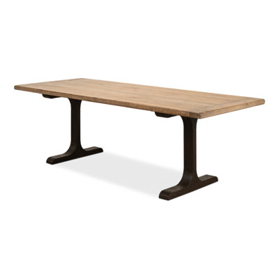 Decan Pine Solid Wood Top Metal Base Dining Table