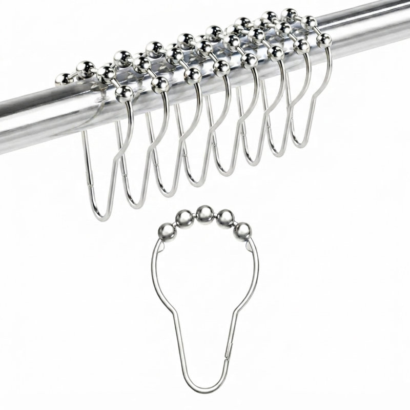 Crochets de rideau de douche Roller, Chrome