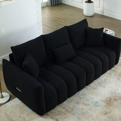 79.5" Velvet 3 - Seater , Solid Wood Frame, With Back Pillows, Comfortable For Relaxing At Home Office Pillows And Cushions, Primary Living Space, Com