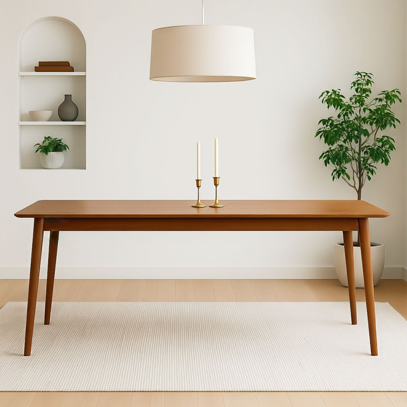 Mid Century Modern Rectangular Dining Table - Pine (72in / 1830mm), Pecan