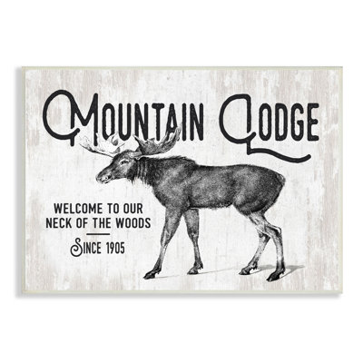 «Rustic Mountain Lodge», plaque murale vintage orignal, art par lettres et lignes