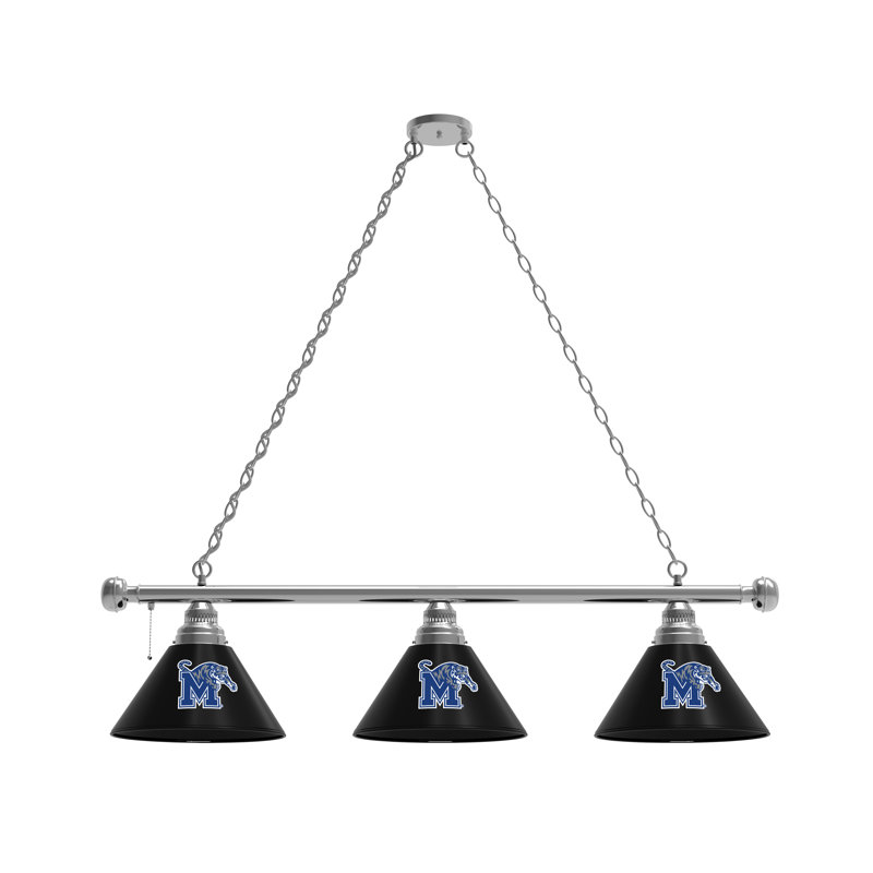 3 - Light Pool Table Lights Pendant, Chrome, Memphis Tigers