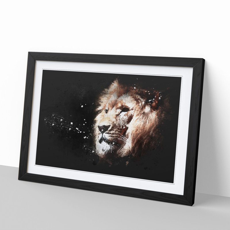 Lion Vol.8 - Picture Frame Graphic Art, Black Framed, 65cm H x 90cm W x 2cm D