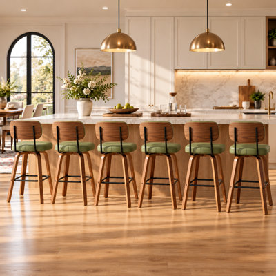 Tabouret de bar rotatif Hesson de 25,5 po de hauteur avec structure en bois (ensemble de 6)