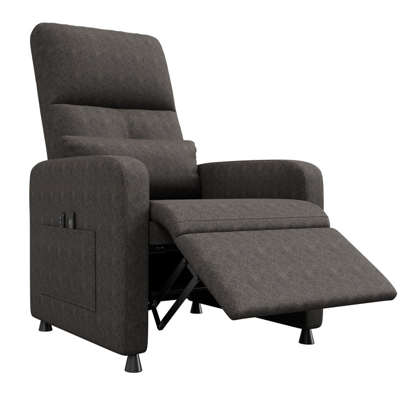 Fauteuil inclinable électrique, fauteuil inclinable électrique en lin réglable avec port USB, dossier haut, siège rembourré et poches latérales