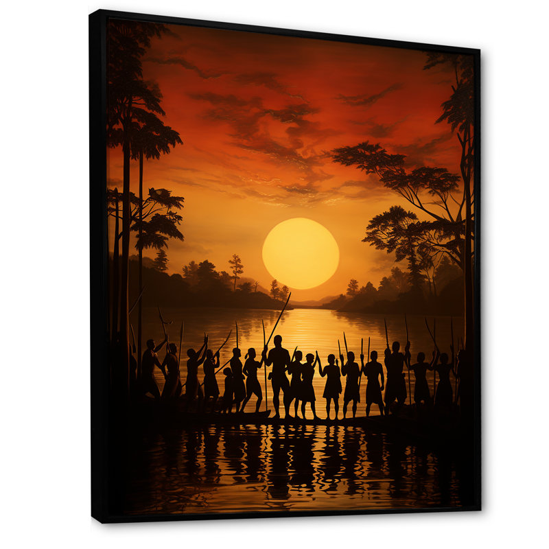 Tribu africaine Fulani Journey II, Cadre flottant noir, H 40 po x l 30 po x P 1,5 po