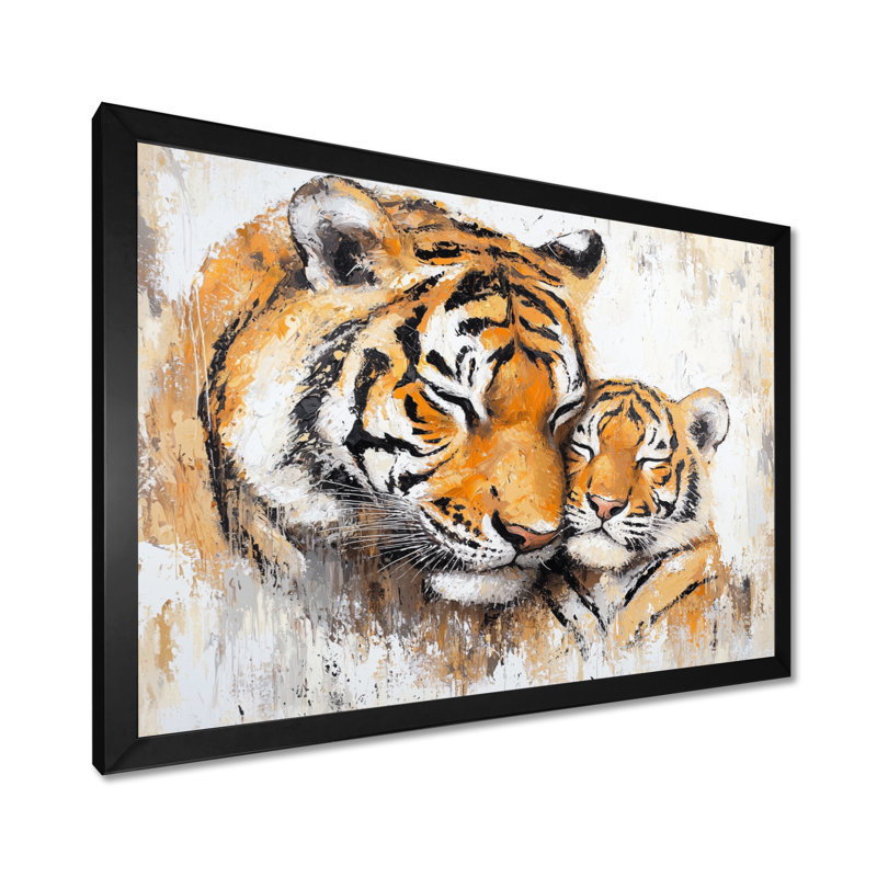 «Tiger Family Bonding II - Tiger», reproduction d'art murale, H 12 po x l 20 po, Noir