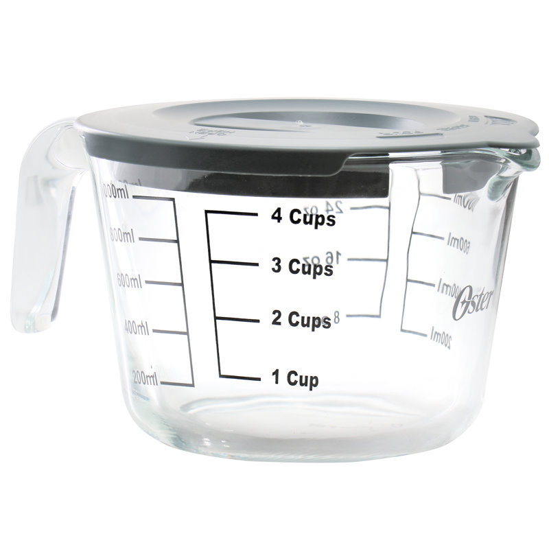 Tasse à mesurer en verre transparent avec couvercle à pression 4 tasses Oster Coolidge