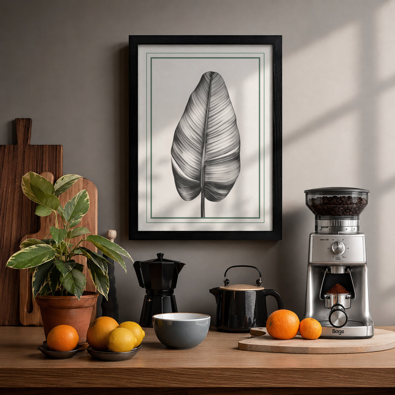 Single Stem In Black Botanical - Print, A2 - 59.4 x 42.0 cm, Black