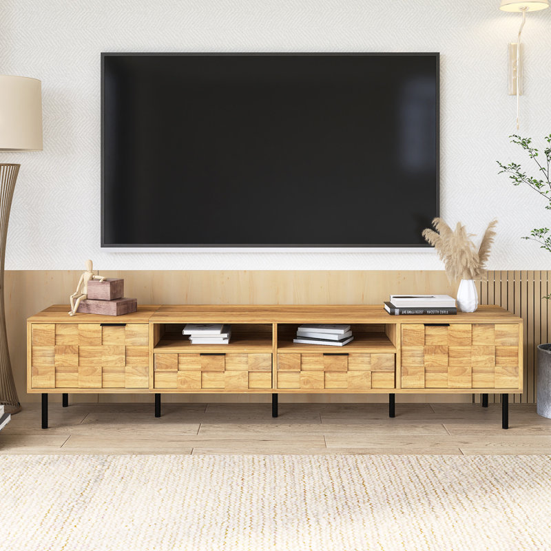 Wood Mid-Century TV Stand For Tvs Up To 85", Natural