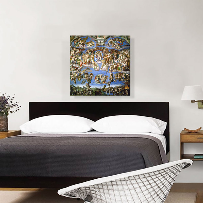 «The Last Judgement 1541» par Michelangelo, reproduction d'art sur toile tendue, H 26 po x l 26 po x P 0,75 po