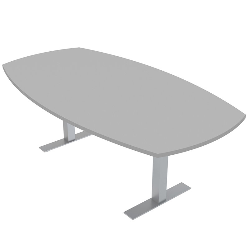 Table de conférence Pavert Arc Boat avec base en T en métal, Blond blond cendré, Argent, H 30 po x l 216 po x P 48 po