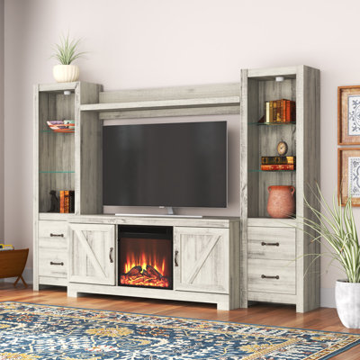 Kahne Unfinished Entertainment Center for TVs up to 60" with Fireplace Included