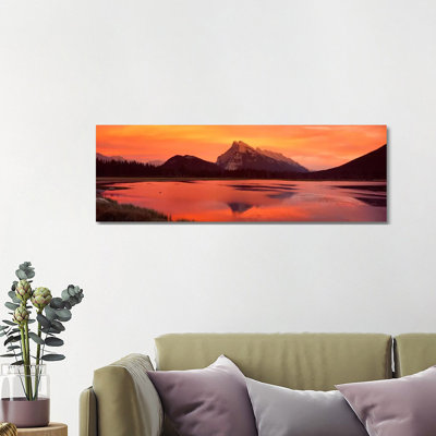 Mt Rundle And Vermillion Lakes Banff National PArk Alberta Canada - Wrapped Canvas Panoramic Print