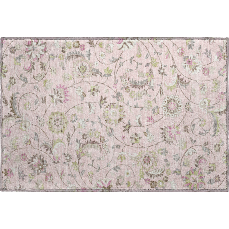 Premium Machine Washable Goulven AMF1006 Floral Rug, Rectangle 1'8" x 2'6"