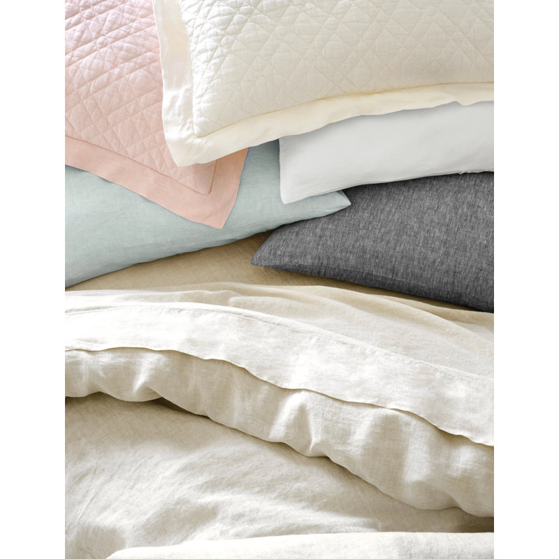 Washed Linen Quilted Sham, Slipper Pink, Standard