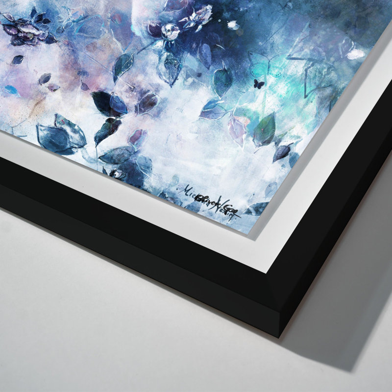 Oliver Gal Michaela Nessim - Call the Blues Abstract - Luxury Shadowbox Framed Wall Art, 31.5" H x 31.5" W, Black