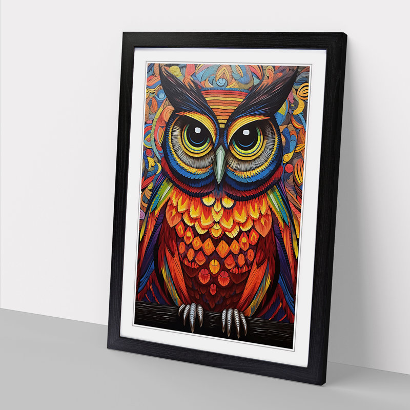 Owl Op Framed Print, Black Framed, 64cm H x 46cm W x 2" D