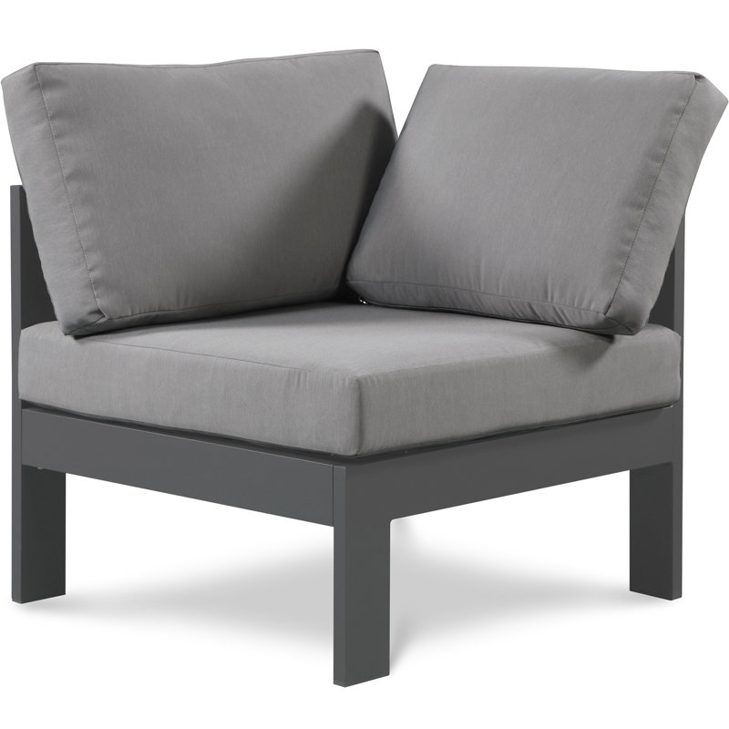 Chaise de patio avec coussins Lajoy, gris, Gris foncé