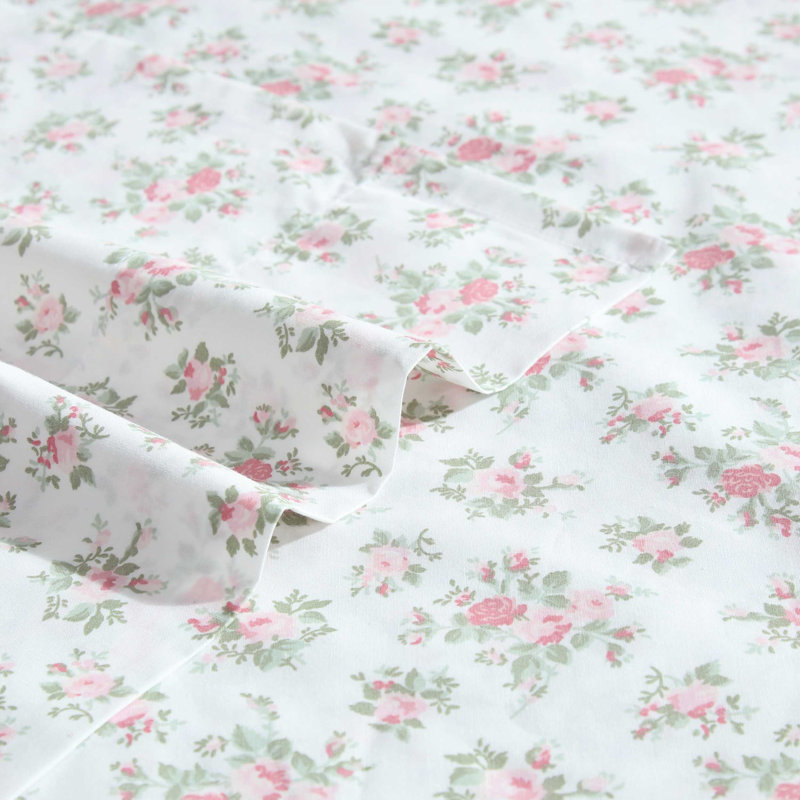 Leanna Rose Pink Floral Cotton Twin Sheet Set