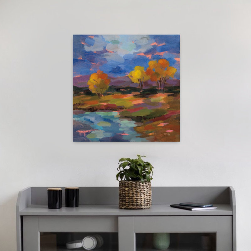 Contemporary Art Abstract Contemporary Autumn Landscape Art by Silvia Vassileva - Wrapped Canvas Print