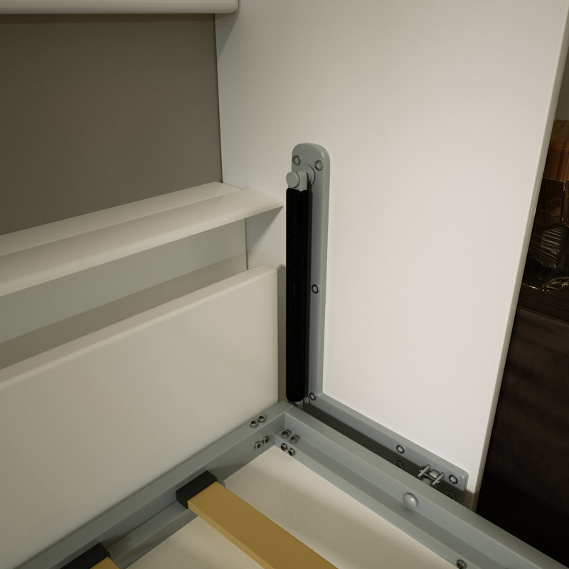Lit simple de taille compacte avec tablette -, construction métallique pour la taille de la chambre à coucher, style moderne,