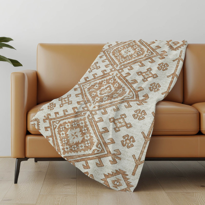 Addison Machine Washable Sherpa Aztec Throw Blanket, Canyon