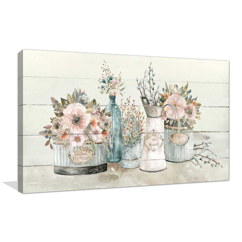 Marché aux fleurs par - Peinture, Toile tendue, H 36 po x l 60 po x P 1,5 po