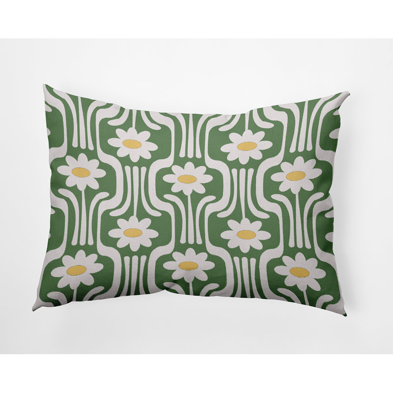 Coussin floral réversible Flower Power, Edamame floral