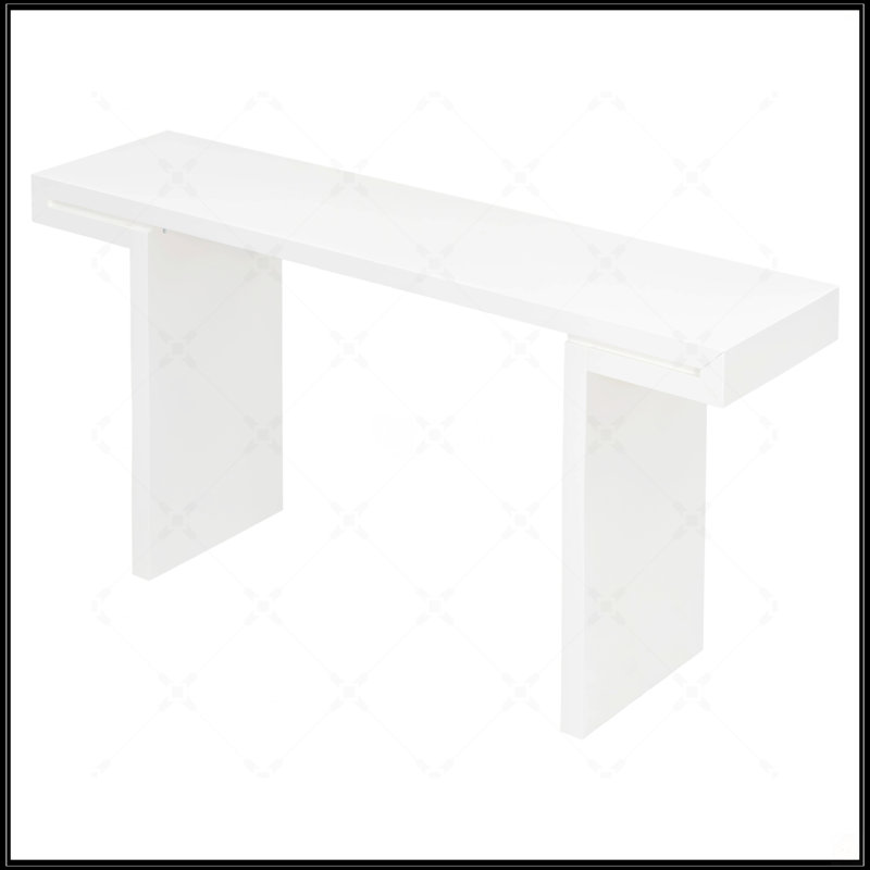 Large 60-Inch Console Table With Geometric Clean Lines Design, Stylish Entryway Table With Painted Finish And Adjustable Feet, Suitable For Living Room, Entryway, Hallway