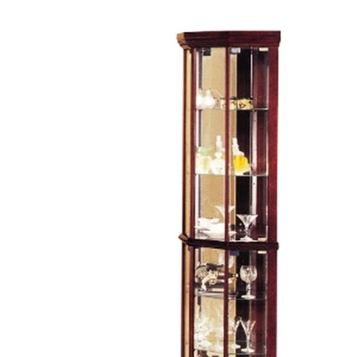 Élégante vitrine dans le coin - fini cerisier, 4 portes, 6, 3 m à l'arrière du miroir, présente des objets décoratifs pour les coins