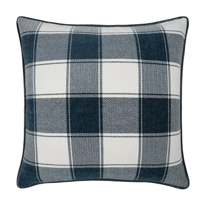 Coussin Saxony, Carré 24 po, Bleu / blanc