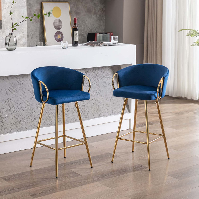 Leibman 19,69 po de large velours comprend des tabourets de siège, Bleu