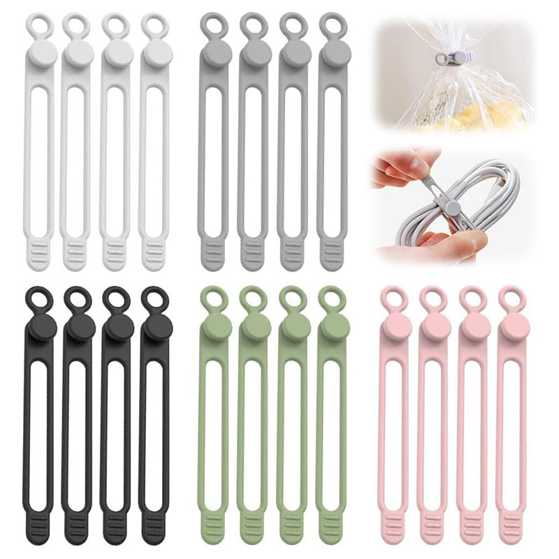 20 Pack Silicone Cable Ties, Adjustable Flexible Cord Organizers for Household & Office Use