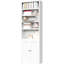 Bibliothèque à 5 niveaux en métal blanc industriel, hauteur de 71 pouces avec porte et tablettes réglables pour la décoration intérieure blanche, bureau équipé