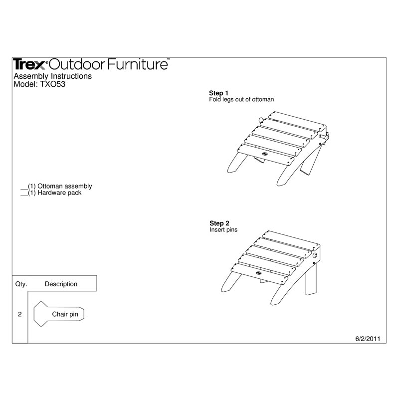 TREX Outdoors Cape Cod 2-Piece Folding Adirondack Seating Set, Ash Charcoal Revolution®