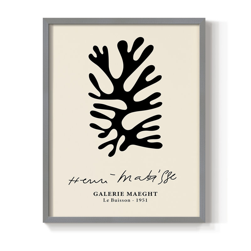 Matisse CXLIX, reproduction encadrée - bois massif, Gris, H 10 po x l 8 po