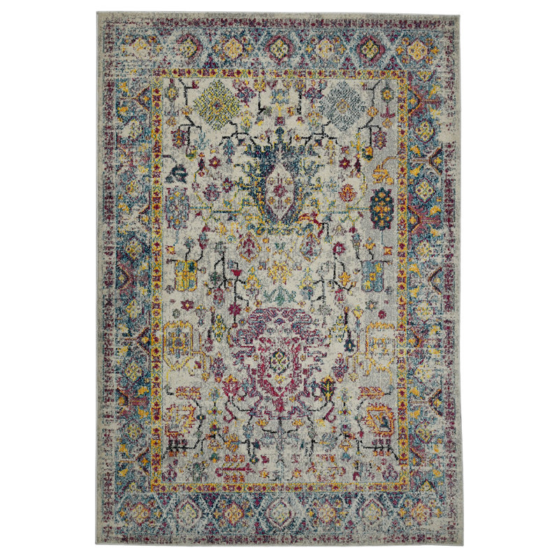 Alyssa Transitional Bordered Durable Performance Multicolor Area Rug, Rectangle 5'3" x 7'6"